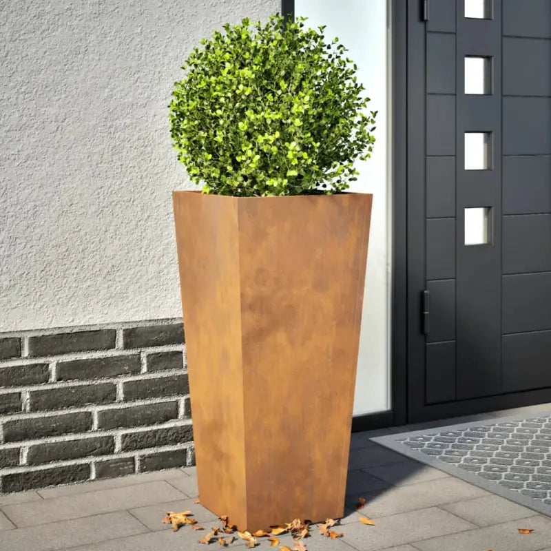 Plantenbakken voor je favoriete planten voor tuin en balkon - Cortenstaal/Bruin / 35 x 35 x 75 cm / 2 - Bloempotten &