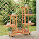 Plantenstandaard met wielen van massief vurenhout voor andere decoratieve spullen - Lichtbruin / 95 x 25 x 101 cm / 1