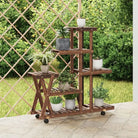 Plantenstandaard met wielen van massief vurenhout voor andere decoratieve spullen - Bruin / 25 x 95 x 101 cm / 1