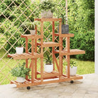 Plantenstandaard met wielen van massief vurenhout voor andere decoratieve spullen - Lichtbruin / 110 x 25 x 101 cm / 1