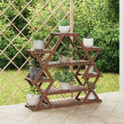 Plantenstandaard met wielen van massief vurenhout voor andere decoratieve spullen - Bruin / 110 x 25 x 105 cm / 1