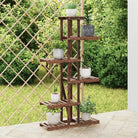 Plantenstandaard met wielen van massief vurenhout voor andere decoratieve spullen - Bruin / 75 x 25 x 140.5 cm / 1