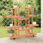 Plantenstandaard met wielen van massief vurenhout voor andere decoratieve spullen - Lichtbruin / 110 x 25 x 115 cm / 1