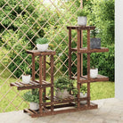 Plantenstandaard met wielen van massief vurenhout voor andere decoratieve spullen - Bruin / 95 x 25 x 96 cm / 1