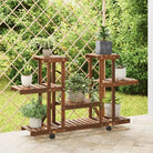 Plantenstandaard met wielen van massief vurenhout voor andere decoratieve spullen - Bruin / 110 x 25 x 78 cm / 1
