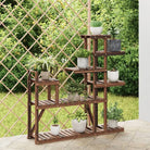 Plantenstandaard met wielen van massief vurenhout voor andere decoratieve spullen - Bruin / 110 x 25 x 111 cm / 1