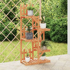 Plantenstandaard met wielen van massief vurenhout voor andere decoratieve spullen - Lichtbruin / 60 x 25 x 130 cm / 1