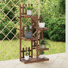 Plantenstandaard met wielen van massief vurenhout voor andere decoratieve spullen - Bruin / 60 x 25 x 130 cm / 1
