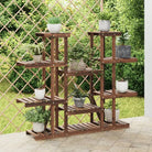 Plantenstandaard met wielen van massief vurenhout voor andere decoratieve spullen - Bruin / 110 x 25 x 110.5 cm / 1