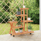Plantenstandaard met wielen van massief vurenhout voor andere decoratieve spullen - Lichtbruin / 25 x 95 x 101 cm / 1