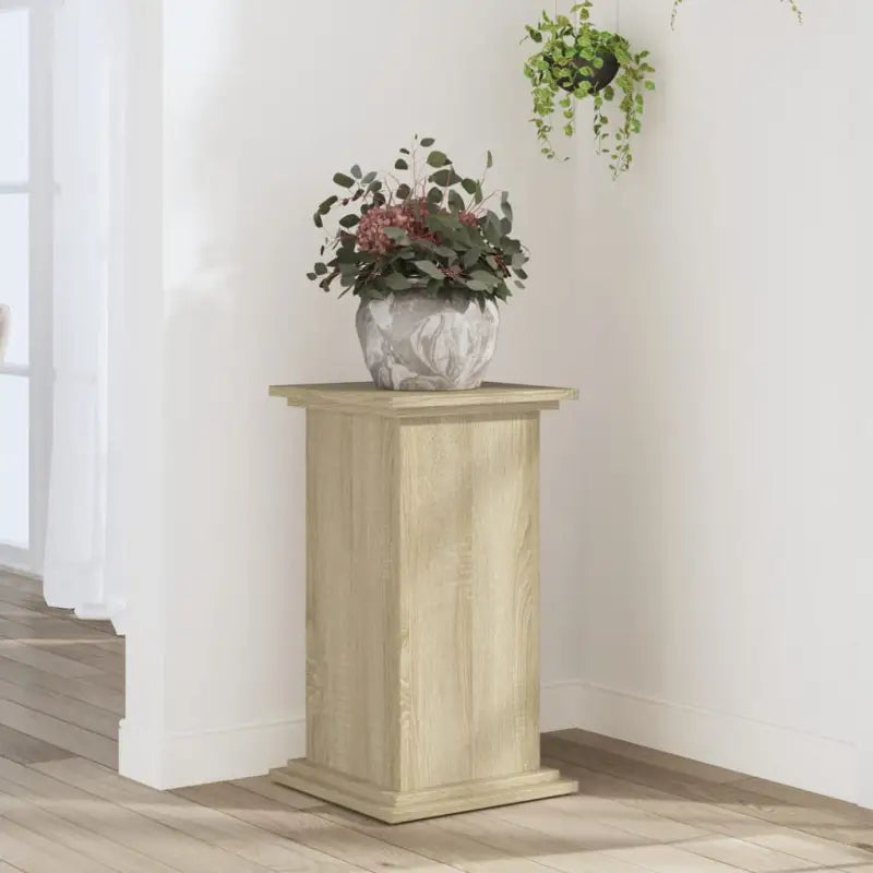 Plantenstandaard van bewerkt hout voor eenvoudig schoon en stabiel tentoonstellen - Sonoma eiken / 33 x 33 x 60 cm / 1