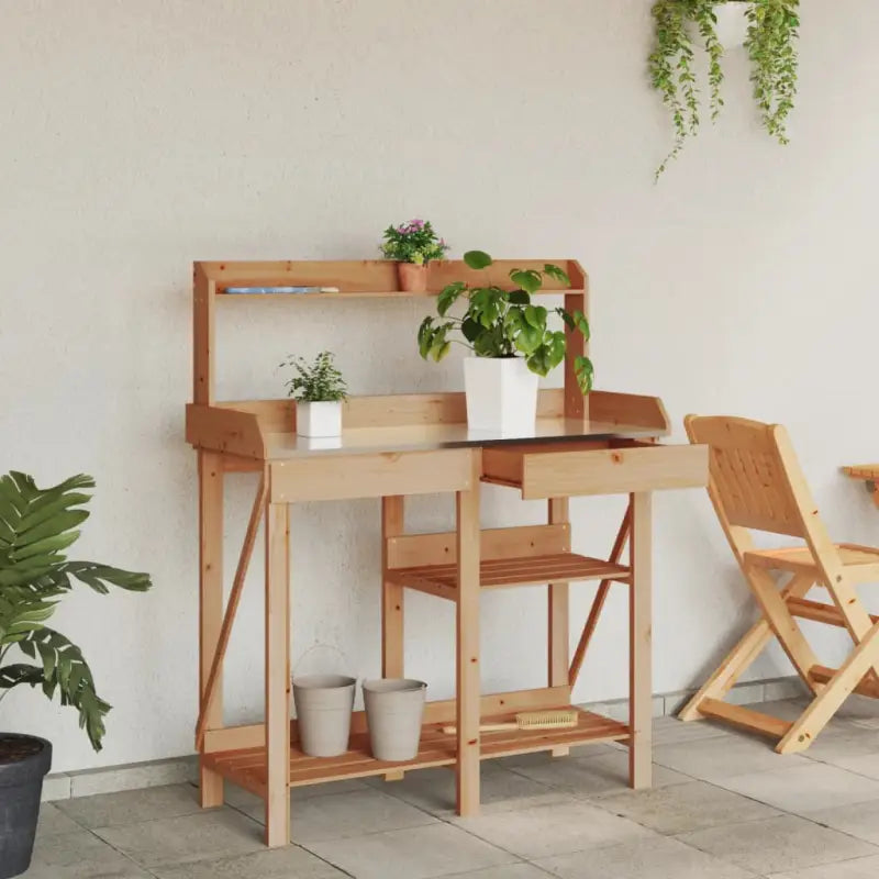 Plantenstandaard van massief vurenhout voor binnen en buiten gebruik - Plantenstandaarden