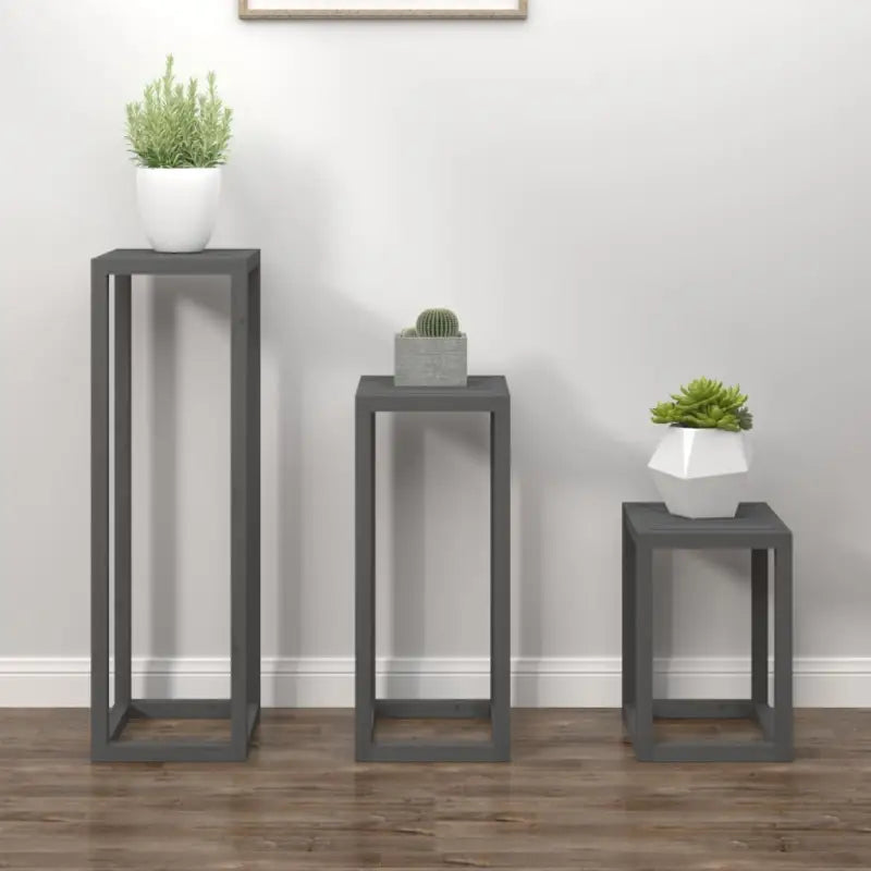 Plantenstandaarden in massief grenenhout de perfecte keuze voor je woonkamer - Grijs / 3 - Plantenstandaarden