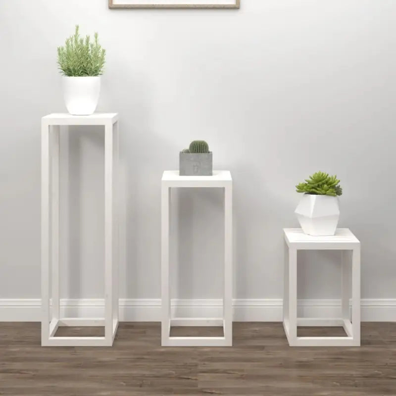Plantenstandaarden in massief grenenhout de perfecte keuze voor je woonkamer - Wit / 3 - Plantenstandaarden
