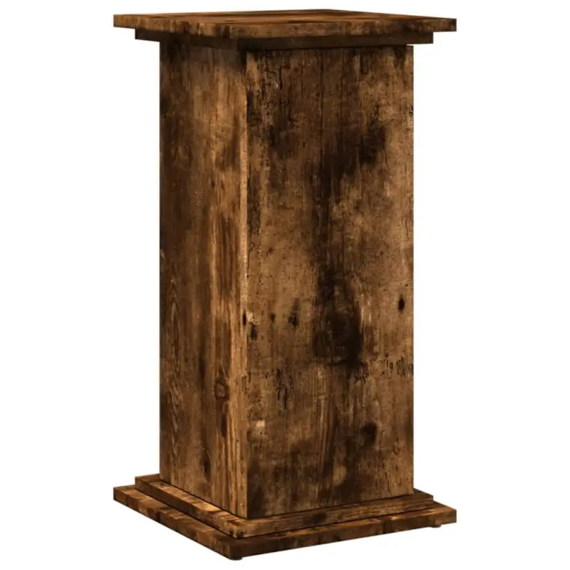 Plantenstandaarden van bewerkt hout in gerookt eiken met opbergruimte - Plantenstandaarden