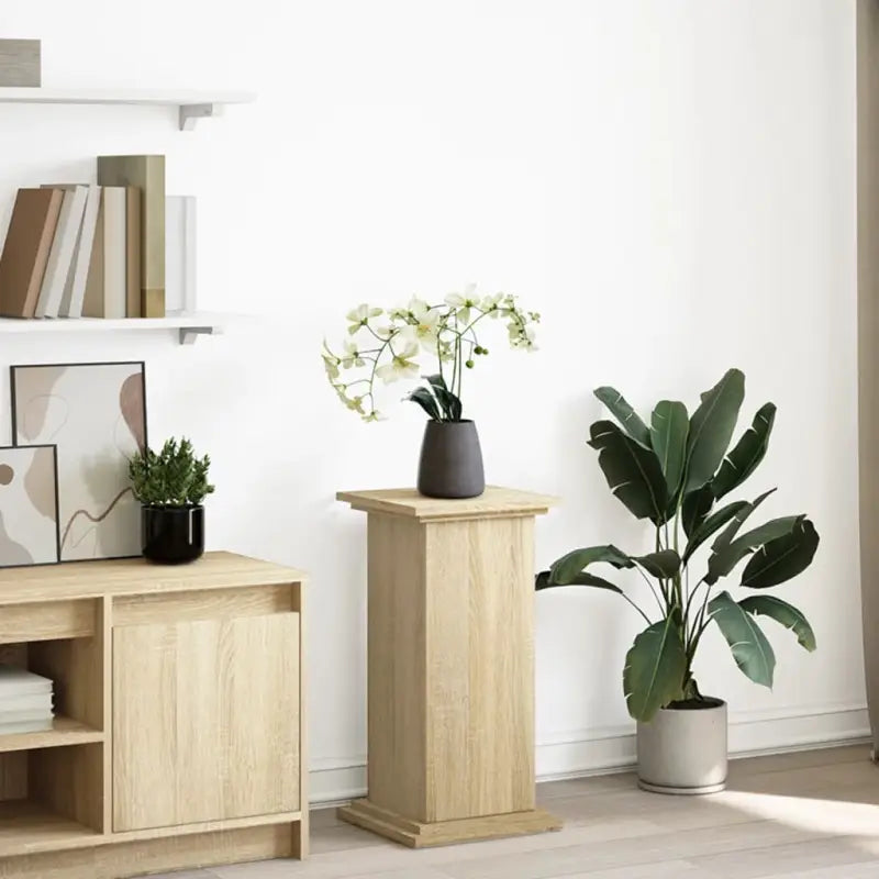 Plantenstandaarden van bewerkt hout in gerookt eiken met opbergruimte - Sonoma eiken / 31 x 30 x 60 cm / 1