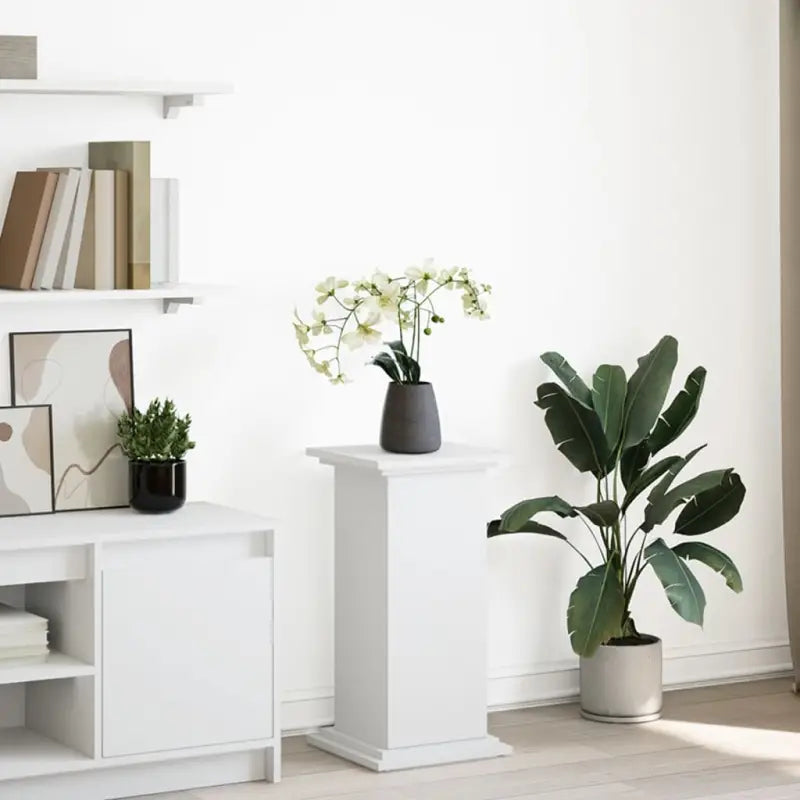 Plantenstandaarden van bewerkt hout in gerookt eiken met opbergruimte - Wit / 31 x 30 x 60 cm / 1 - Plantenstandaarden