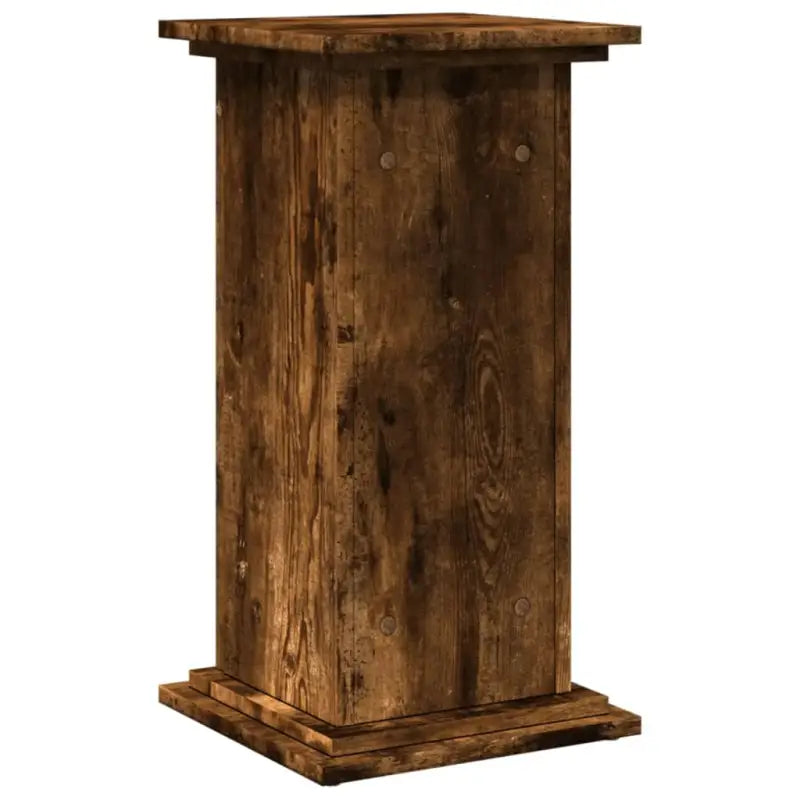 Plantenstandaarden van bewerkt hout in gerookt eiken met opbergruimte - Plantenstandaarden