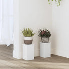 Plantenstandaarden van bewerkt hout voor planten en andere decoraties - Wit / 10 x 10 x 18 cm / 2 - Plantenstandaarden