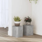 Plantenstandaarden van bewerkt hout voor planten en andere decoraties - Betongrijs / 15 x 15 x 20 cm / 2