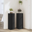 Plantenstandaarden van bewerkt hout voor planten en andere decoraties - Zwart / 25 x 25 x 80 cm / 2 - Plantenstandaarden