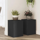 Plantenstandaarden van bewerkt hout voor planten en andere decoraties - Zwart / 25 x 25 x 35 cm / 2 - Plantenstandaarden