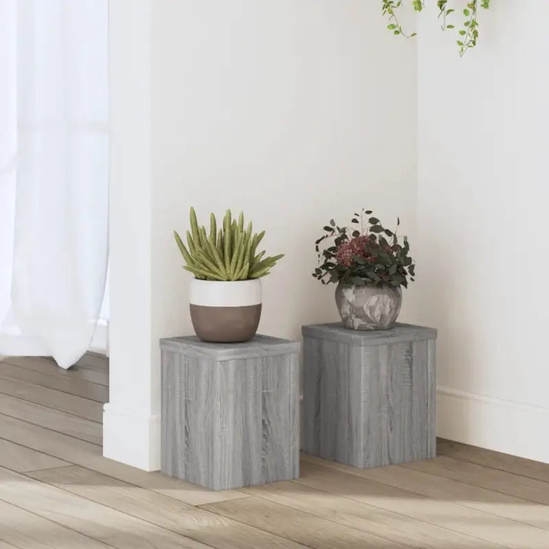 Plantenstandaarden van bewerkt hout voor planten en andere decoraties - Grijs sonoma / 15 x 15 x 20 cm / 2