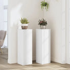 Plantenstandaarden van bewerkt hout voor planten en andere decoraties - Wit / 25 x 25 x 80 cm / 2 - Plantenstandaarden