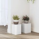 Plantenstandaarden van bewerkt hout voor planten en andere decoraties - Wit / 15 x 15 x 20 cm / 2 - Plantenstandaarden