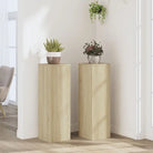 Plantenstandaarden van bewerkt hout voor planten en andere decoraties - Gerookt eiken / 25 x 25 x 80 cm / 2