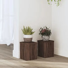 Plantenstandaarden van bewerkt hout voor planten en andere decoraties - bruin eikenkleur / 15 x 15 x 20 cm / 2