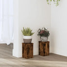 Plantenstandaarden van bewerkt hout voor planten en andere decoraties - Gerookt eiken / 10 x 10 x 18 cm / 2