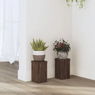 Plantenstandaarden van bewerkt hout voor planten en andere decoraties - bruin eikenkleur / 10 x 10 x 18 cm / 2