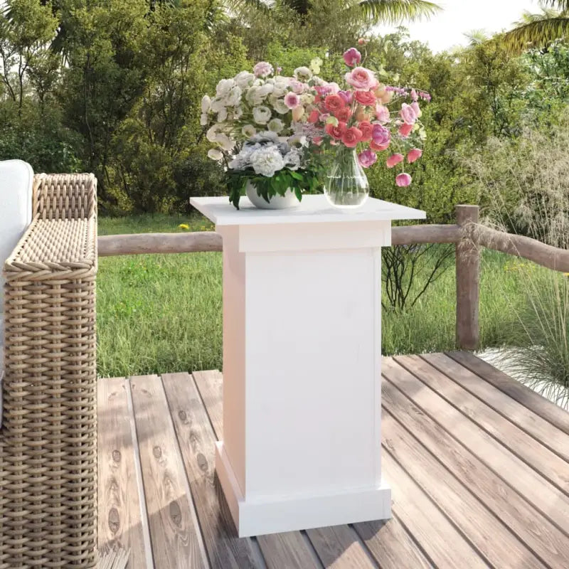 Plantenstandaarden van massief grenenhout voor decoratie en bloemenviering - Wit / 40 x 40 x 60 cm / 1