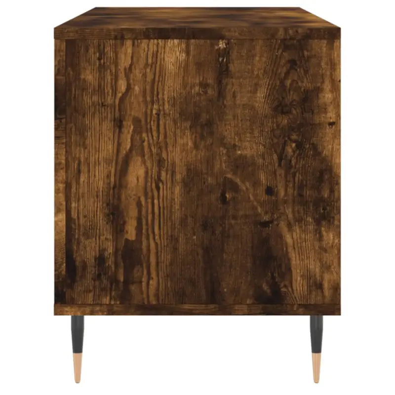 Platenkast met stevige blad en ijzeren poten van bewerkt hout - Cd- & dvd-kasten