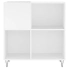 Platenkast met stevige blad en ijzeren poten van bewerkt hout - Cd- & dvd-kasten