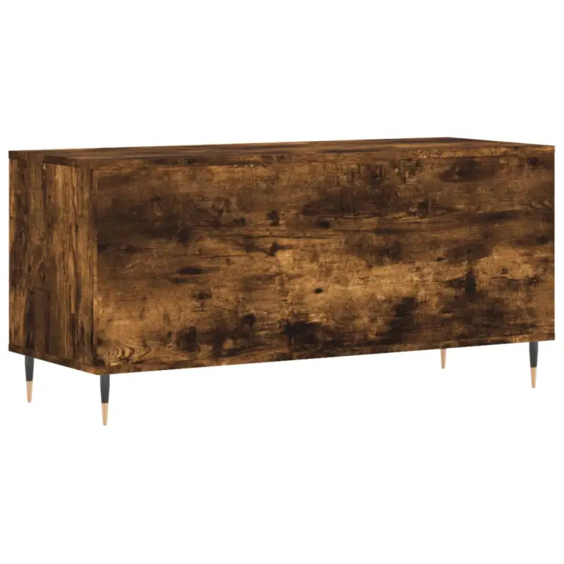 Platenkast met stevige blad en ijzeren poten van bewerkt hout - Cd- & dvd-kasten