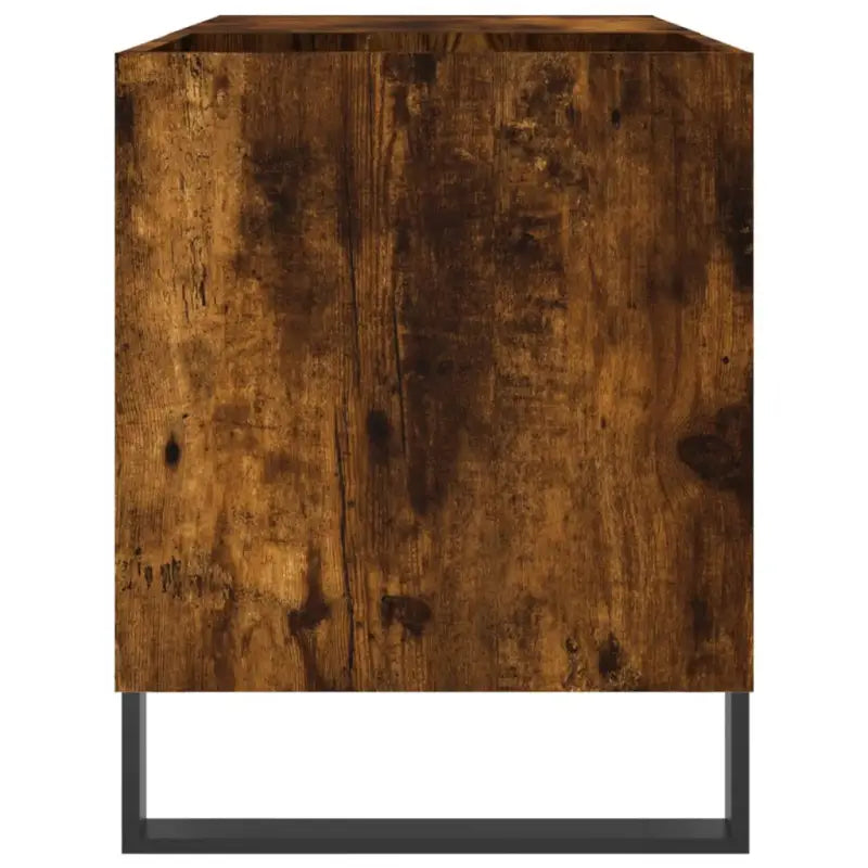 Platenkast met stevige blad en ijzeren poten van bewerkt hout - Cd- & dvd-kasten