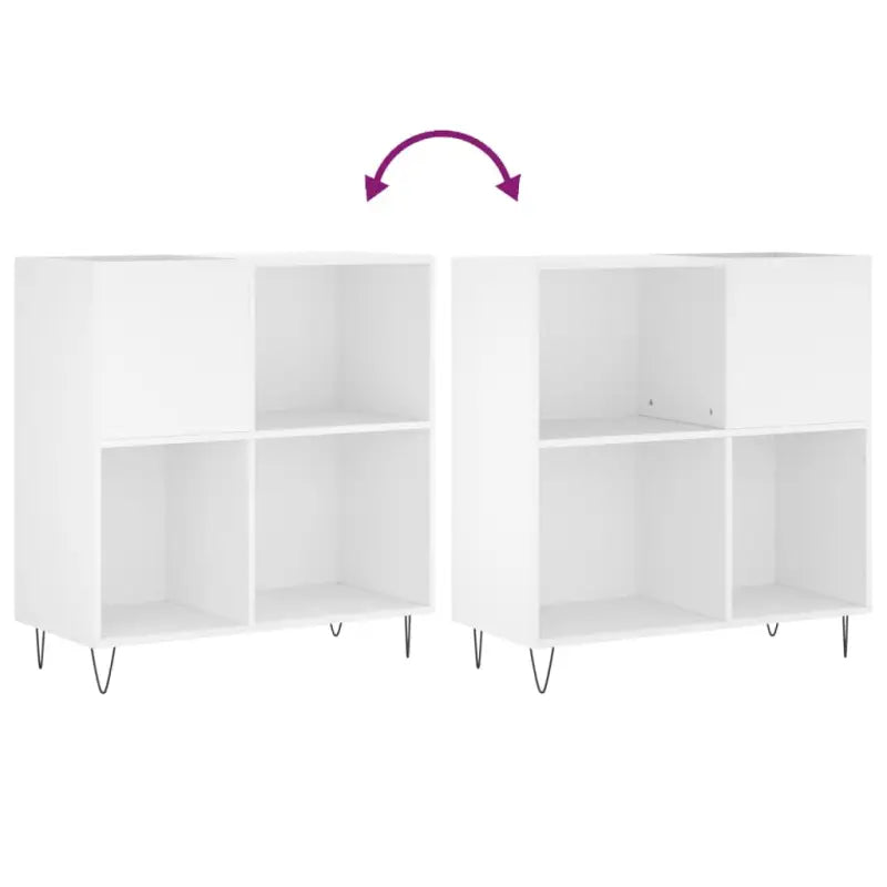Platenkast met stevige blad en ijzeren poten van bewerkt hout - Cd- & dvd-kasten