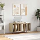 Platenkast met stevige blad en ijzeren poten van bewerkt hout - Sonoma eiken / 1 - Cd- & dvd-kasten