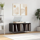 Platenkast met stevige blad en ijzeren poten van bewerkt hout - Zwart / 1 - Cd- & dvd-kasten