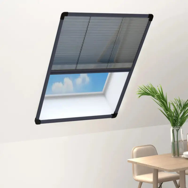 Plissé Raamhorren met Aluminium Frame voor Dakramen Veiliger en Frisser - Antraciet / 80 x 120 cm - Raamhorren