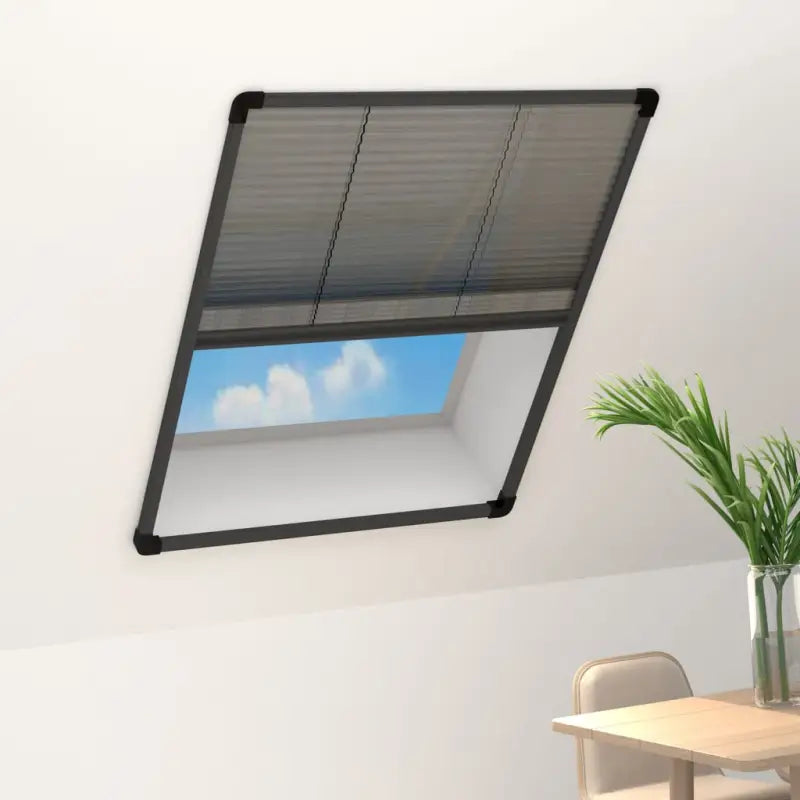 Plissé Raamhorren met Aluminium Frame voor Dakramen Veiliger en Frisser - Antraciet / 80 x 100 cm - Raamhorren