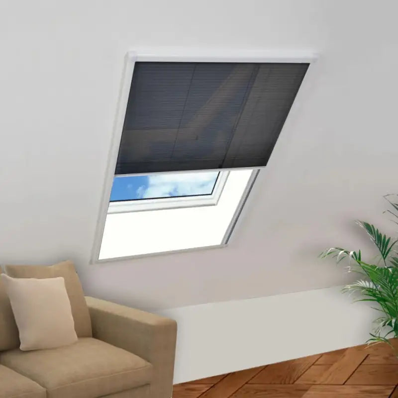 Plissé Raamhorren met Aluminium Frame voor Dakramen Veiliger en Frisser - Wit / 80 x 100 cm - Raamhorren