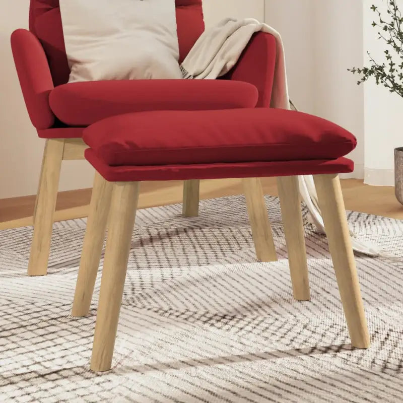 Poefs Comfortabele Fluweel Voetenbank voor een Moderne Interieur - Wijnrood / 1 / Lichtbruin - Poefs