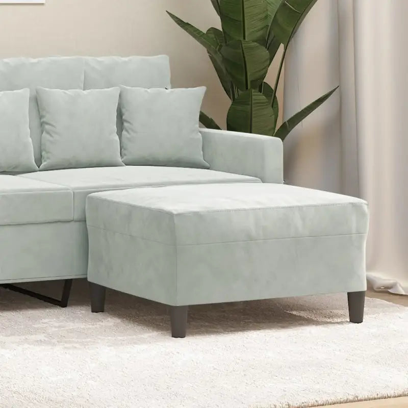 Poefs Comfortabele Fluwelen Voetenbank voor een Modern Interieur - Lichtgrijs / 70 x 55 x 41 cm / 1 - Poefs