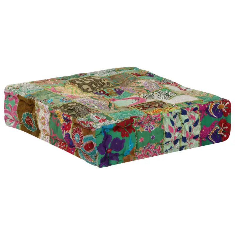 Poefs in vintage stijl met patchwork ontwerp en prachtige borduursels - Poefs