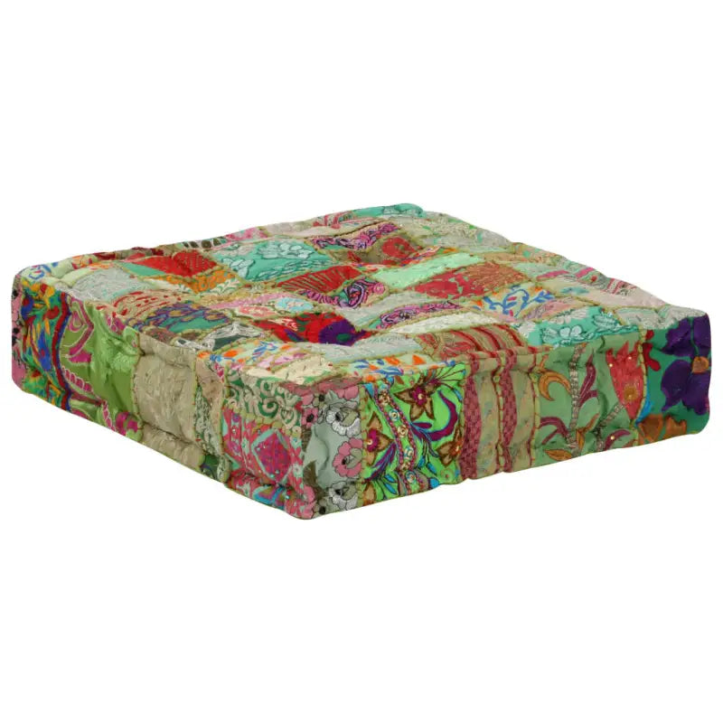 Poefs in vintage stijl met patchwork ontwerp en prachtige borduursels - Poefs
