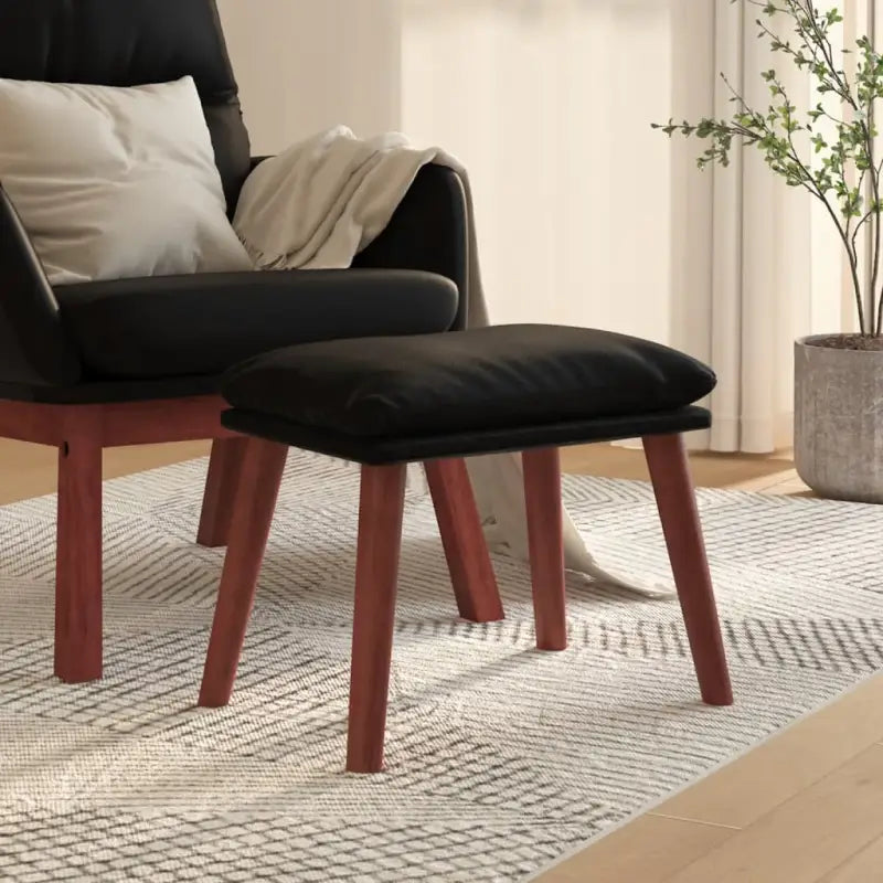 Poefs met kunstlederen afwerking voor een modern en comfortabel interieur - Zwart / 1 / Houten poot - Poefs