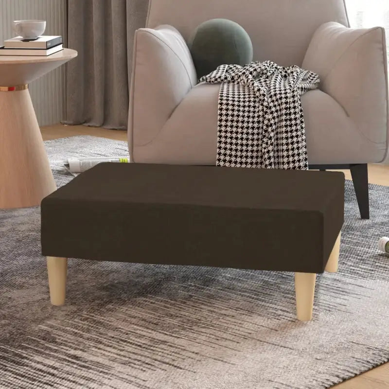Poefs voetenbank in zachte stof voor een stijlvolle woonkamer - Donkerbruin / 1 - Poefs